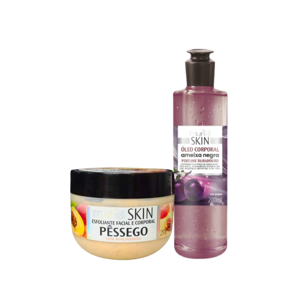 Óleo Corporal Ameixa Negra + Esfoliante Corporal Pêssego Muriel Skin