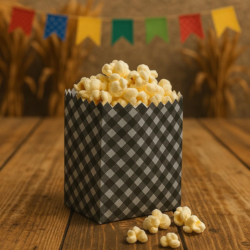 100~500 SACO PIPOCA HOT DOG FESTA JUNINA PRETO XADREZ