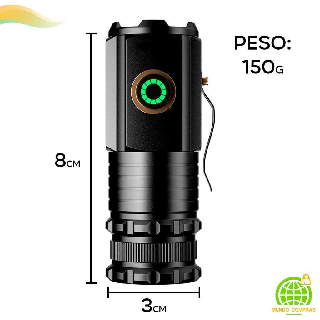 Mini Lanterna Led Recarregável T12 Luz Branca