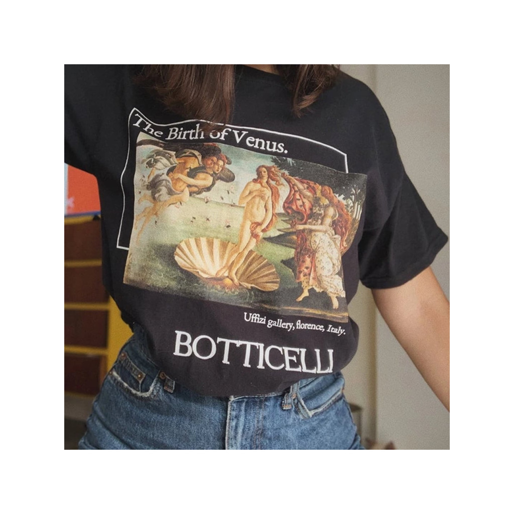 [Camiseta Premium em Algodão Puro]SISI Camiseta Básica Feminina Algodão The Birth Of Venus cropped verão blusinha em Oferta na Shopee