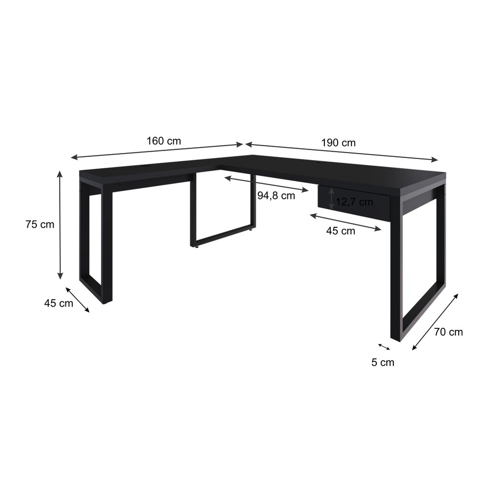 Mesa em L Presidente C/01 Gav. 190x160x75cm Yon · foto 2