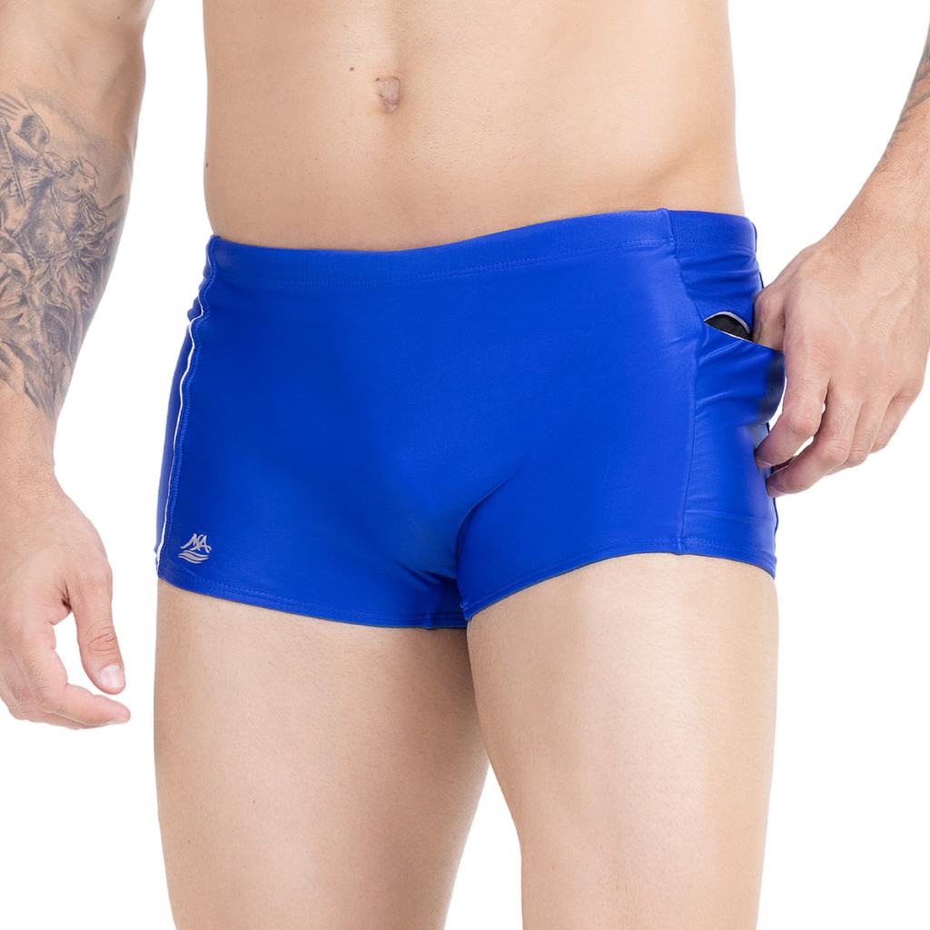 Sunga Box Com Bolso Recorte Lateral Masculino Verão 2026 Secagem Rápida Pronta Entrega