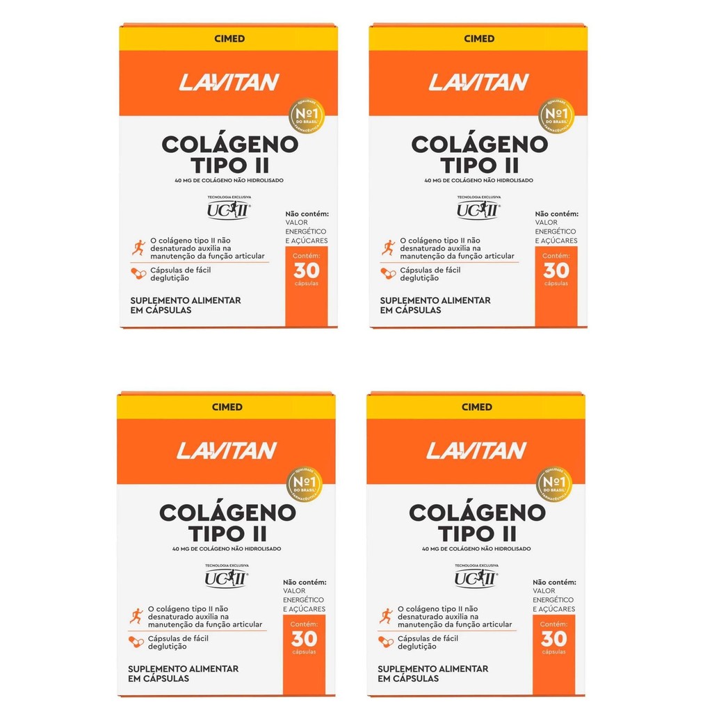 Kit Lavitan Colágeno Tipo II 40mg Com 4 Caixas De 30 Cápsulas Cada