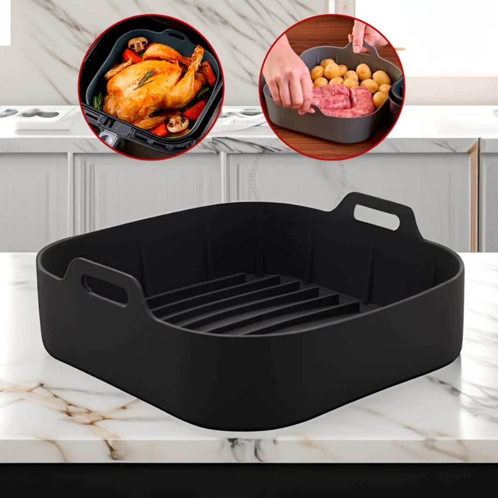 Forma Silicone Quadrada Premium 20cm Air Fryer 4~6L Alta Qualidade Antiaderente