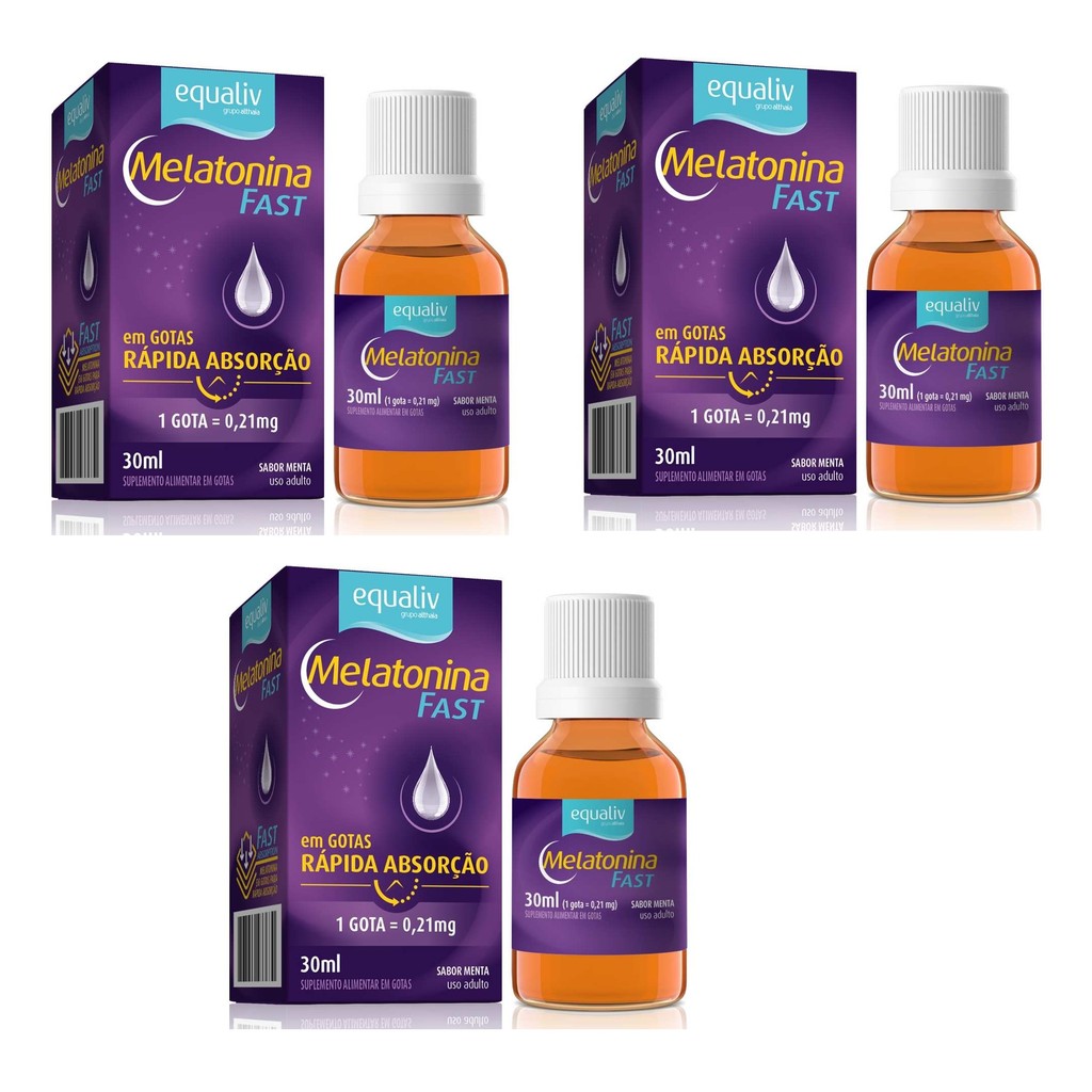 Kit 3 Suplemento Equaliv Melatonina Fast Rápida Ação 30ml em Oferta na Shopee