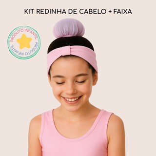 Kit Redinha Rede e Faixa para Cabelo Ballet Infantil em Oferta na Shopee