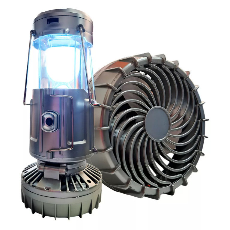 Lampião Lanterna Led Com Ventilador Portátil Recarregável e Carregamento Solar 3 em 1 Acampamento em Oferta na Shopee