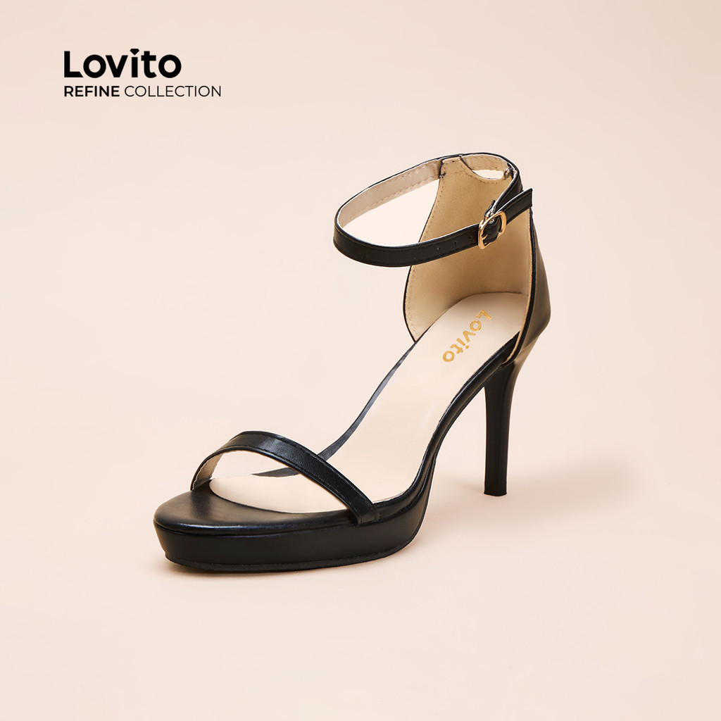 (Lovito Refine) Elegante salto alto liso impermeável pontiagudo para mulheres LFAR11406 - Women Shoes