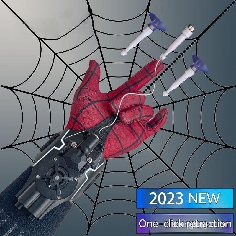 Lançador De Aranha Homem Coletor De Rosca Automático Elétrico Spider Silk Tecnologia Autêntica Preto Toy Rope Pulso De B