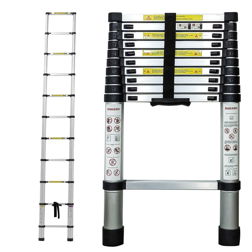 Escada Alumínio Telescópica 3.2 m 11 Degraus - Multifuncional em Oferta na Shopee