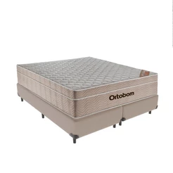 Cama + Box Airtech Colchão Ortobom Queen 158cm Springpocket Cor:bege