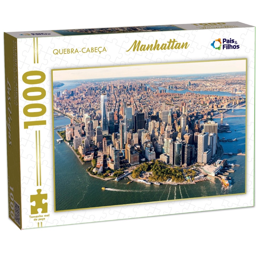 QUEBRA CABEÇA MANHATTAN 1000 PEÇAS PAIS E FILHOS PUZZLE PAISAGEM PONTO TURÍSTICO NOVA YORK IORQUE NY em Oferta na Shopee