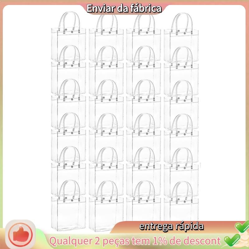 20 Pçs Saco De Presente Transparente Com Alça Embalagem De Doces De Casamento Sacola Reutilizável Chá De Natal em Oferta na Shopee
