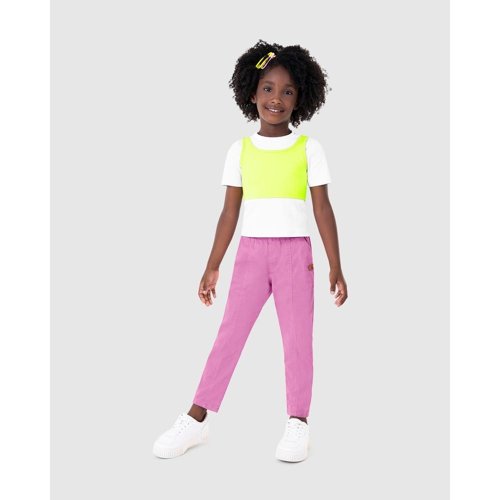 Calça Infantil Menina Slouchy Cintura Média Em Sarja Malwee Kids - Baby & Kids Fashion