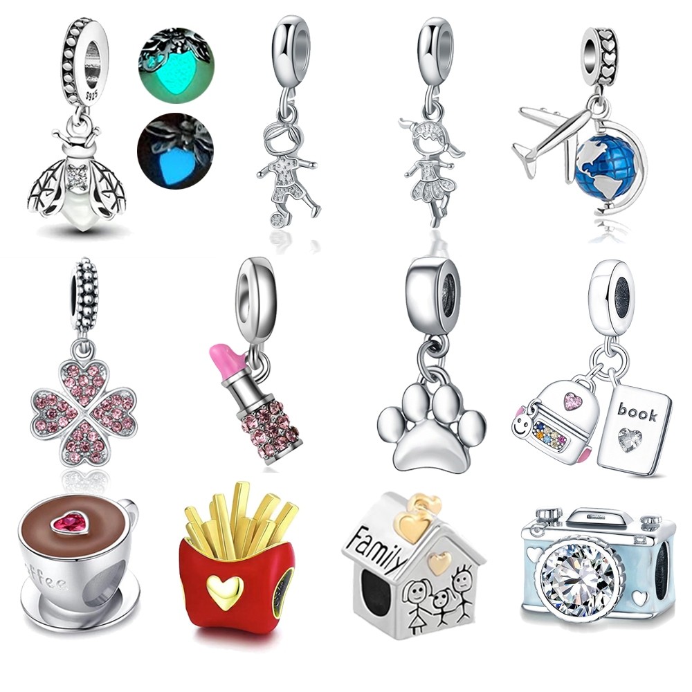 Berloque Prata 925 Dangle Charms Encantos Vagalume Luz noturna Amuletos Firefly Pingente Charme Joias Para Pulseira