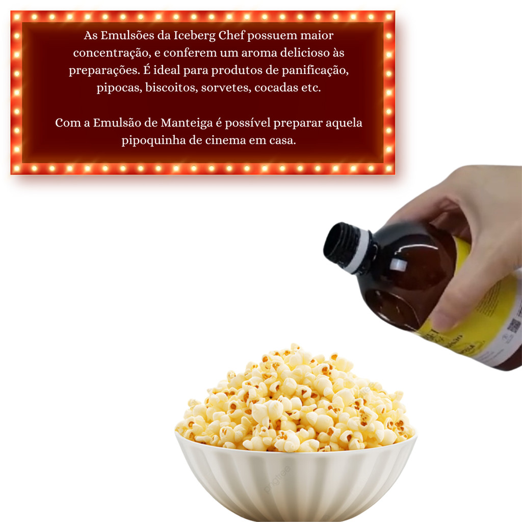 Emulsão Essência de Manteiga 500ml Aroma e Sabor Pipoca de Cinema Iceberg Chef — imagem 2 de 2