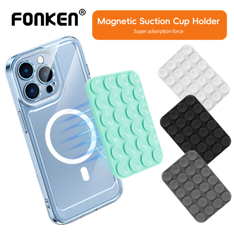 Suporte magnético Fonken para celular com ventosa de silicone e montagem na parede com ímã, suporte universal