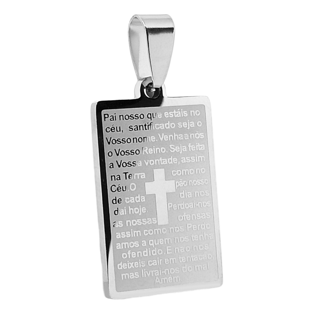 Pingente Plaquinha Pai Nosso Pequena Em Aço Inox Garantia em Oferta na Shopee
