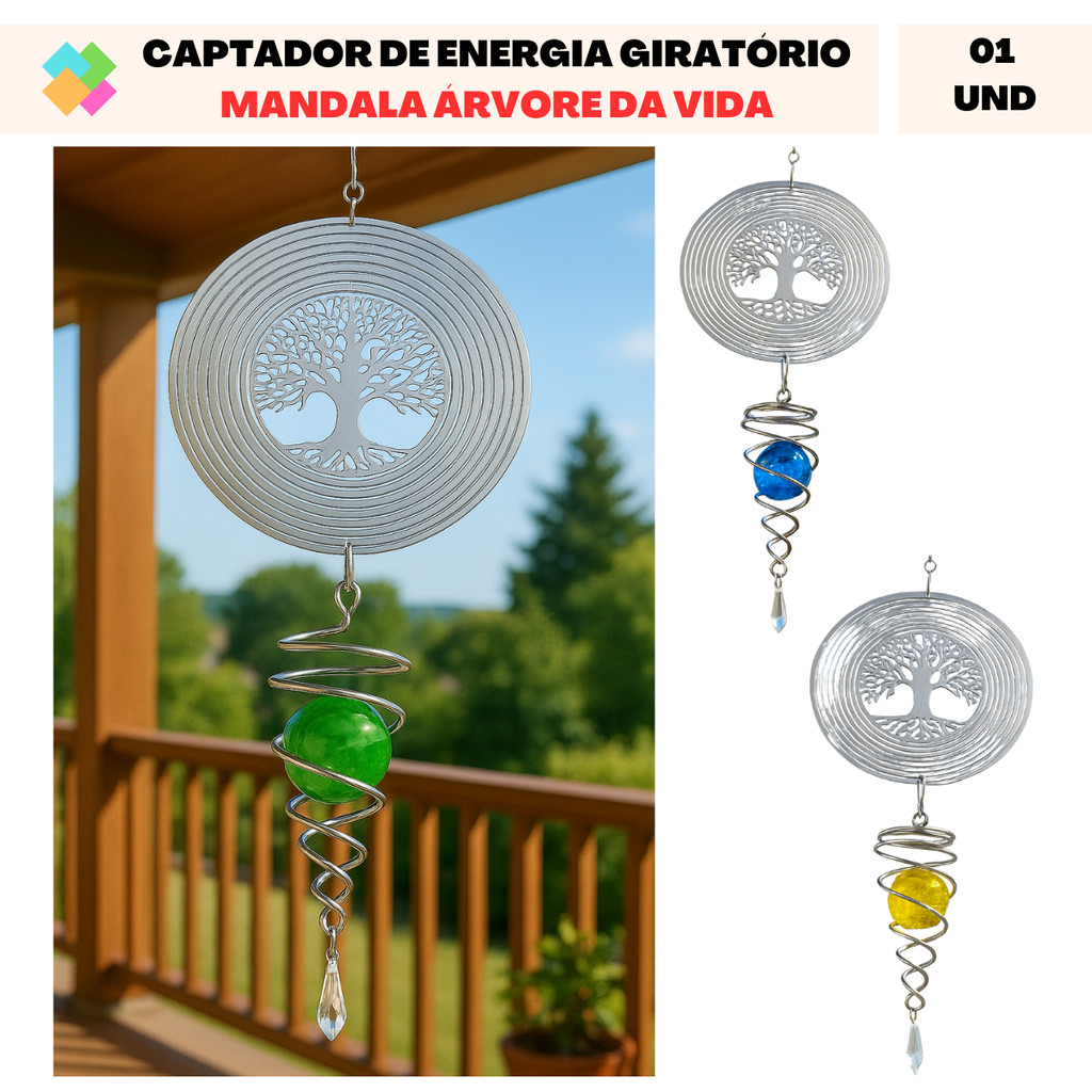 Captador De Energia Giratório Fengshui: Mandala Árvore da Vida