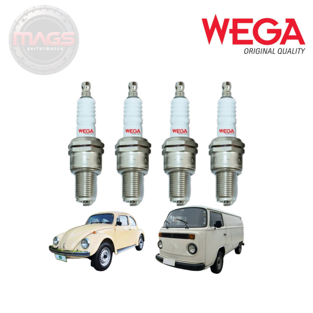 Jogo 4 Velas Ignição Fusca Kombi 1200 / 1300 / 1500 / 1600 a AR ORIGINAL WEGA (Similar BP5HS)