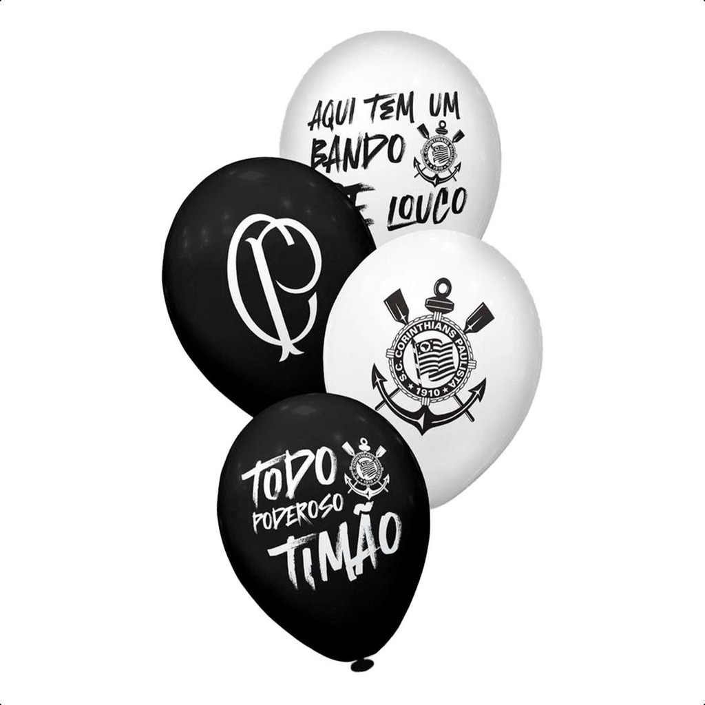 Balão Corinthians Original Pacote com 20 Bexigas de 8 Polegadas em Oferta na Shopee