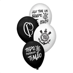 Balão Corinthians Original Pacote com 20 Bexigas de 8 Polegadas