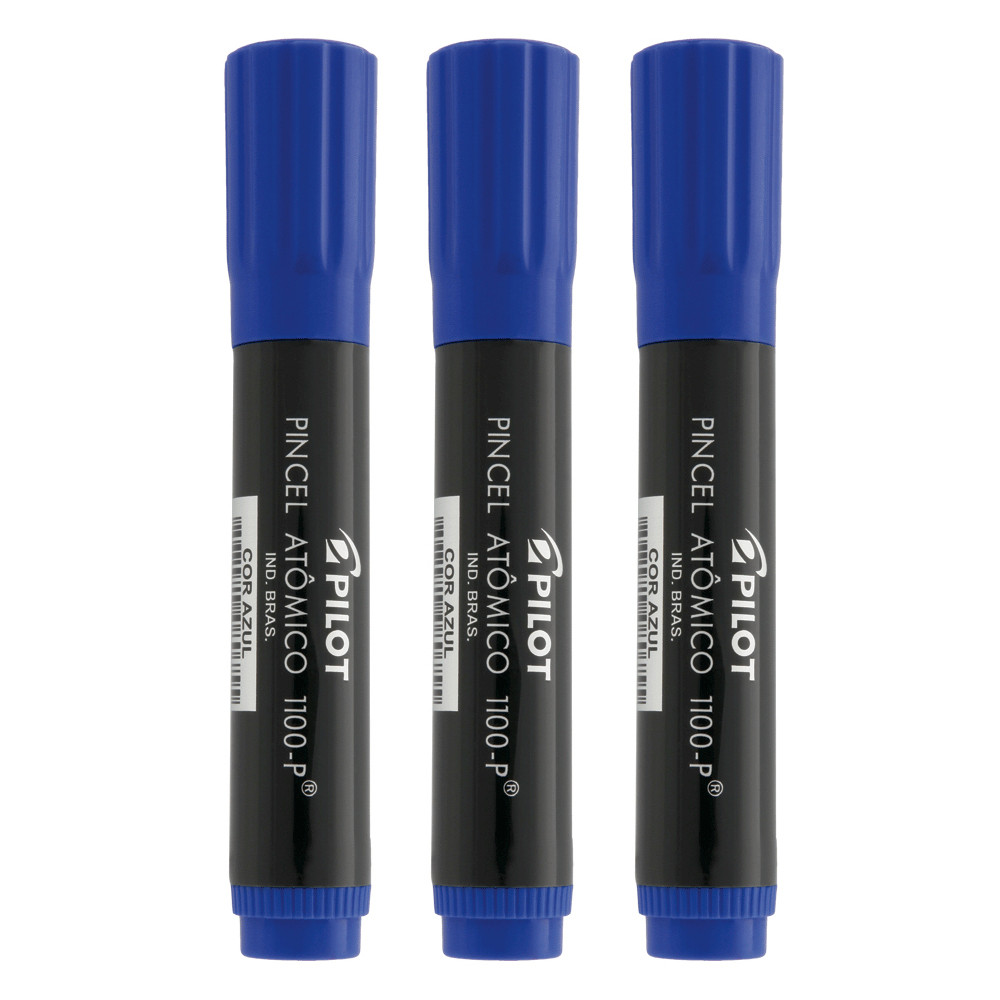 Kit Pincel Atômico Canetão Pilot 1100-P Azul 3 Unidades