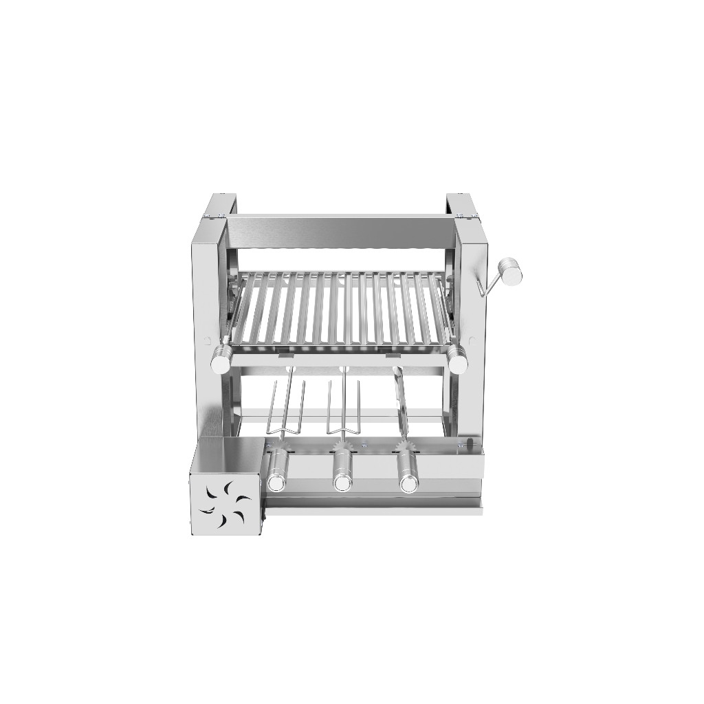 Churrasqueira Grill Elevatoria Com Giragrill 3 Espetos Com Grelha Argentina