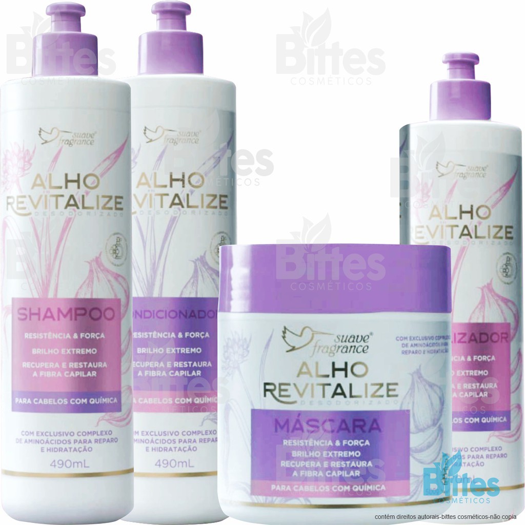 Kit Alho Desodorizado Revitalize Suave Fragrance Força Brilho Cabelos Mais Resistentes e Hidratados