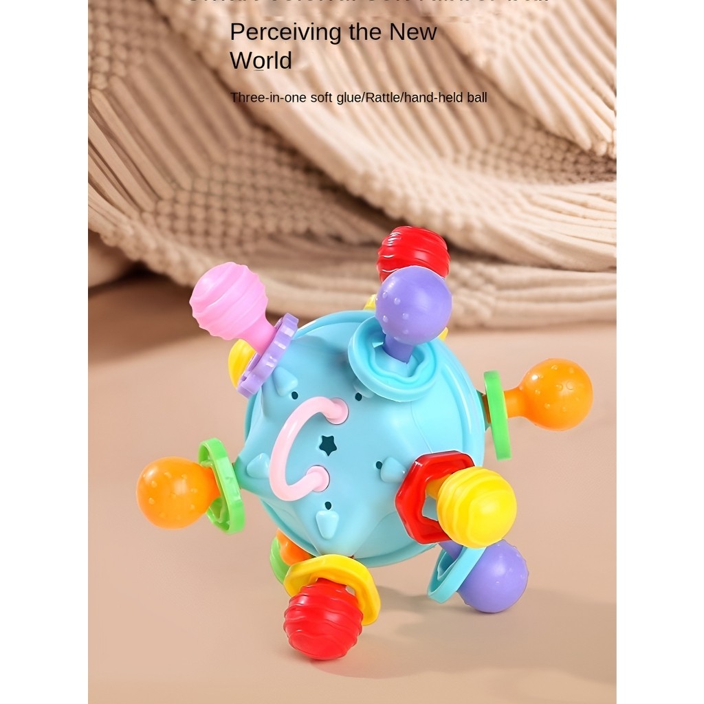 Bola de agarrar bidirecional, mordedor, adequado para brinquedos de agarrar do período de dentição de 0 a 24 meses