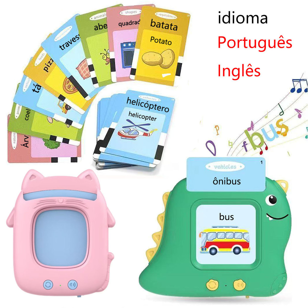 Pronúncia Portátil Máquina De Cartões De Aprendizagem Oral Kids Educational Toys（Português...