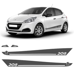 Faixa Peugeot 208 Sport 2014 à 2020 Adesivo Grafite Lateral