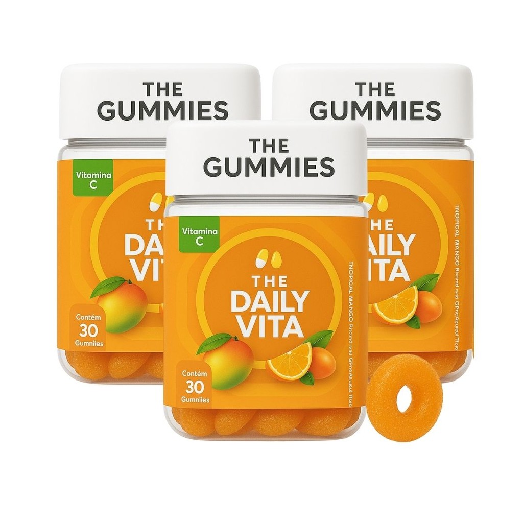 Kit 3 Gummy Infantil Multivitamínico Vitamina C B12 D A B E Zinco Multivitamínico Laranja