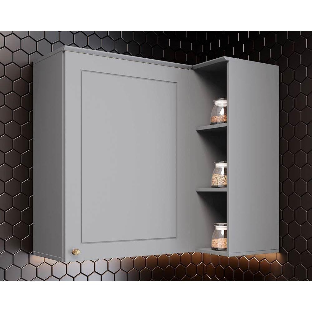 Armário Aéreo Cozinha Modulado Canto Reto Americana c/ 1 Porta 83cm Cinza - Henn em Oferta na Shopee