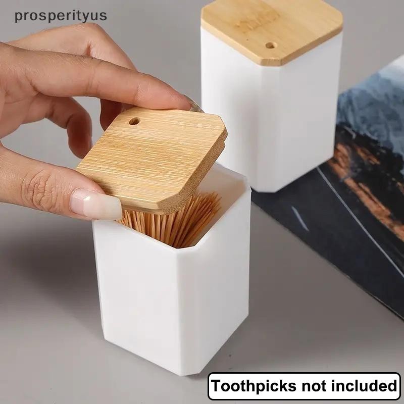 [prosperityus] Organizador Minimalista Nórdico De Palitos De Dentes Criativo Dente Com Tampa De Bambuaz em Oferta na Shopee