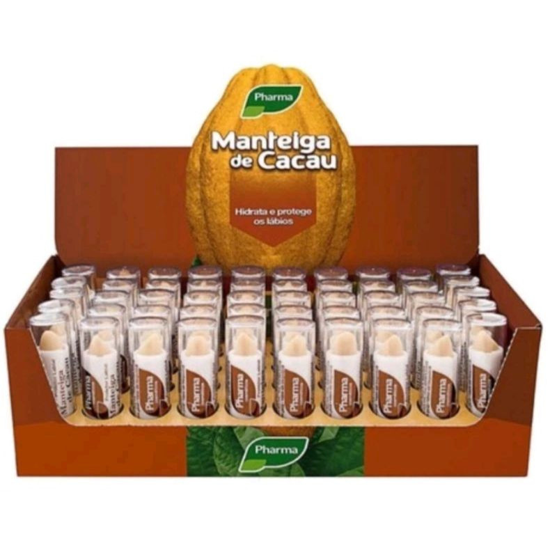 O Bálsamo labial de manteiga de cacau Pharma contém 20 30 40 50 unidades. em Oferta na Shopee
