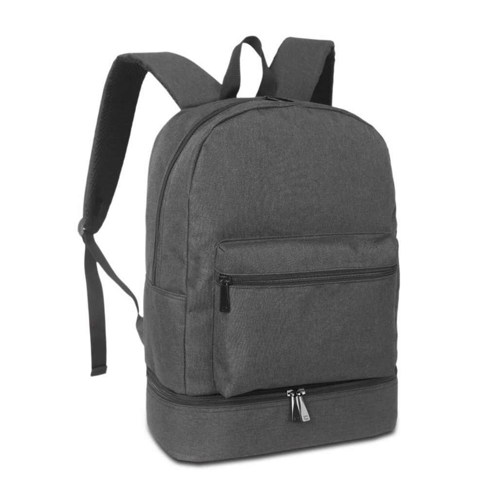 Mochila De Costas Cinza Com Bolso Térmico Alça Regulável Ideal Para Levar Marmita Ou Lanche Escolar