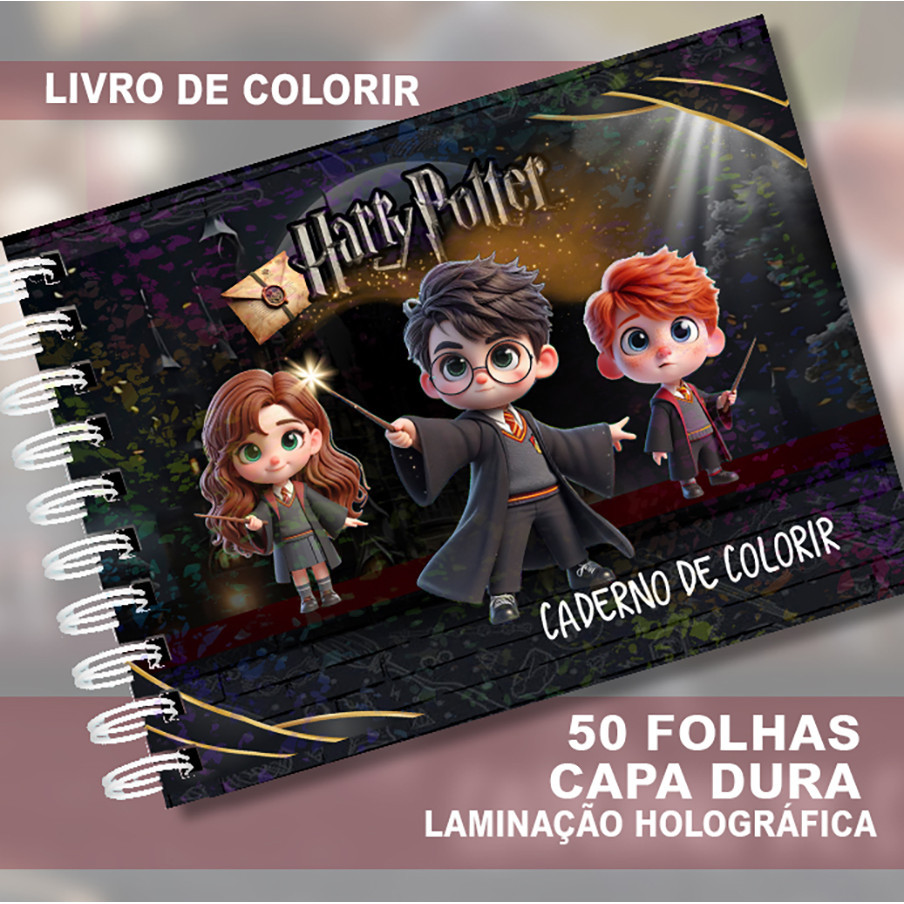 Livro de Colorir HARRY POTTER estilo Bobbie Goods com 50 Desenhos