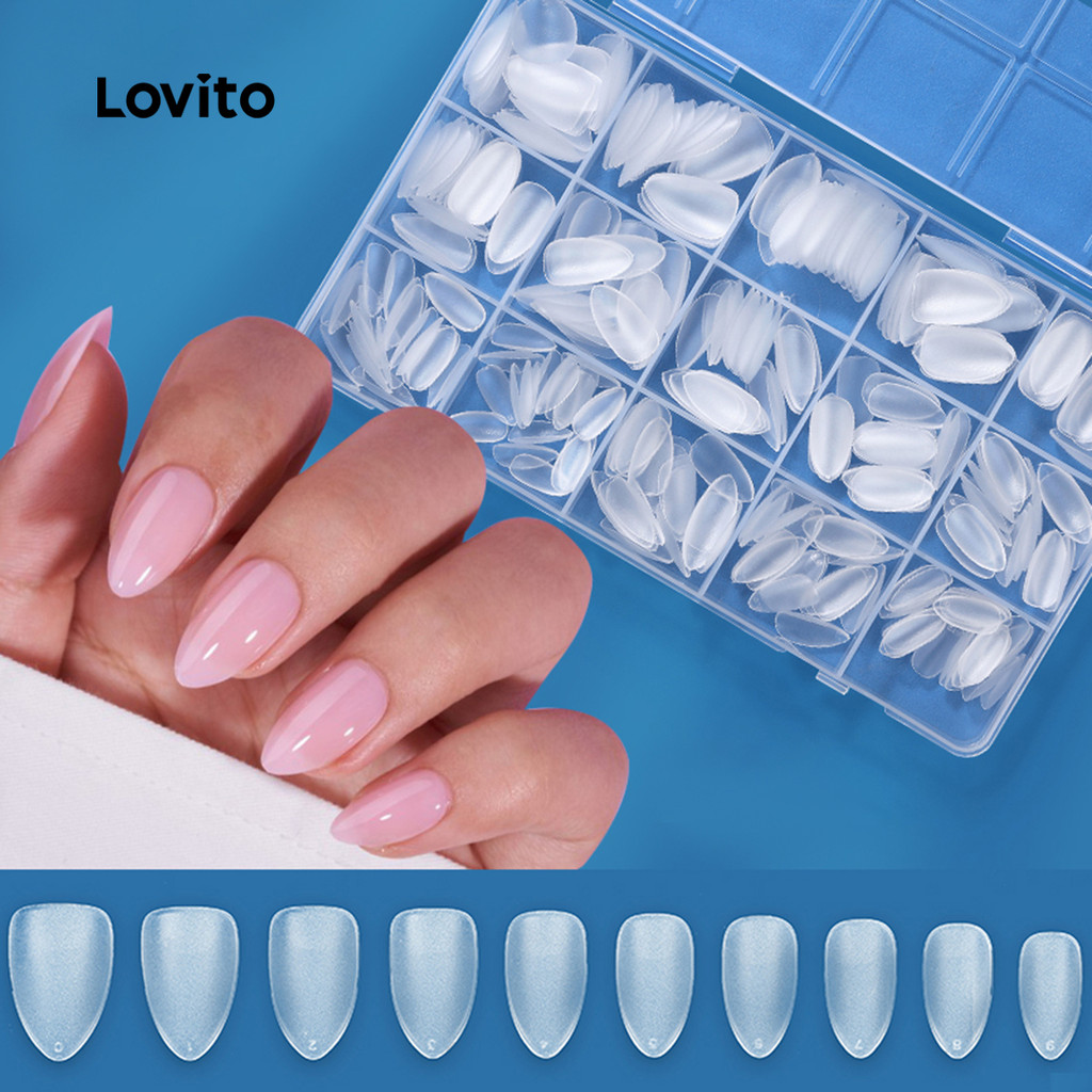 Lovito Unhas Casuais Lisas Sem Rastros Foscas Sem Polimento De Unhas Artificiais Para Mulheres LCS09160 em Oferta na Shopee