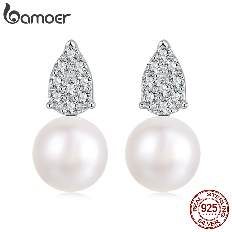 Brincos De Prata Esterlina 925 Bamoer Moissanite Pérola Design Joias Presentes Para Mulheres em Oferta na Shopee
