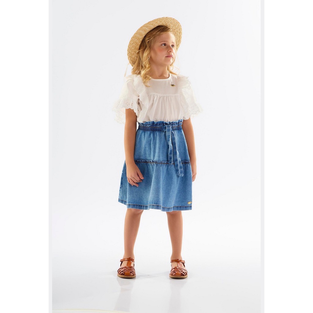 Saia Infantil em Jeans com Elastano Up Baby em Oferta na Shopee