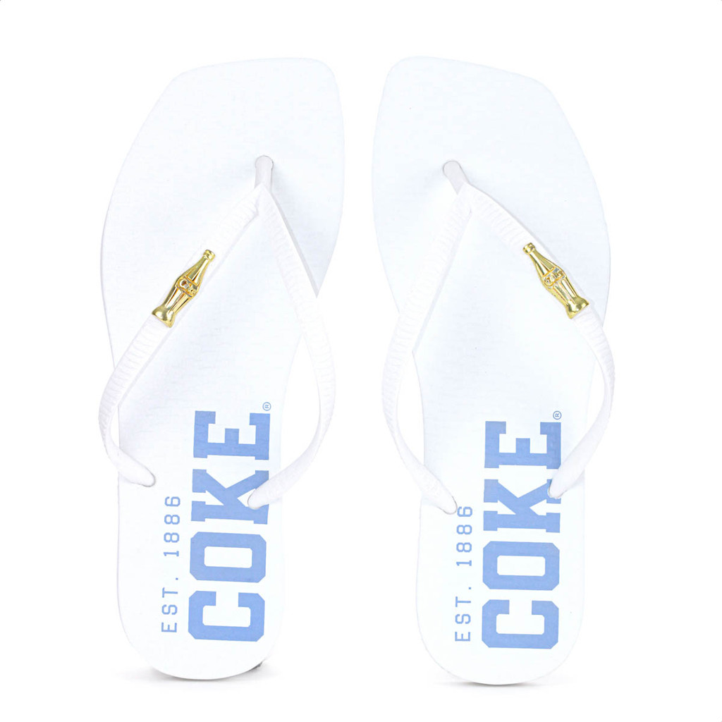 Chinelo Coca Cola Bianco Square Branco e Azul - Feminino em Oferta na Shopee