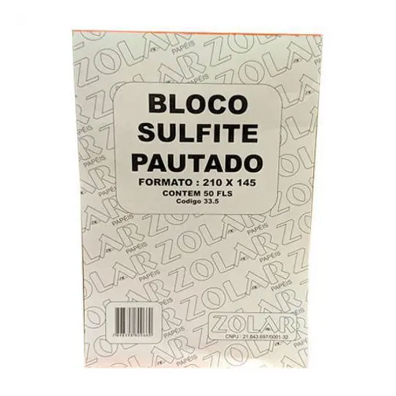 Bloco memo A5 pautado com 50 folhas Zolar Papéis - Stationery
