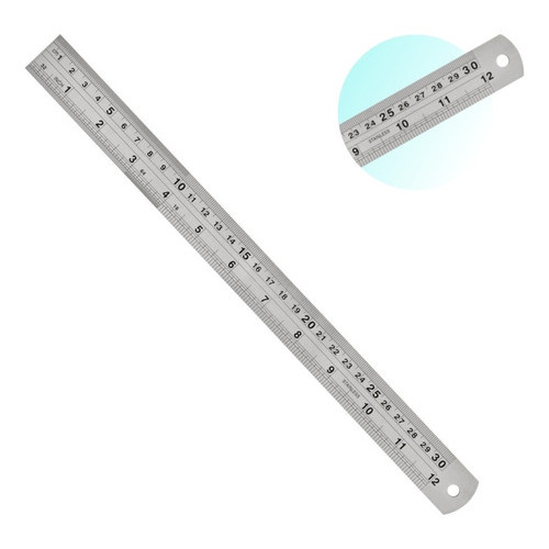 Régua Aço Inox 30 Cm 12 Pol. Patchwork Artesanato Scrapbook