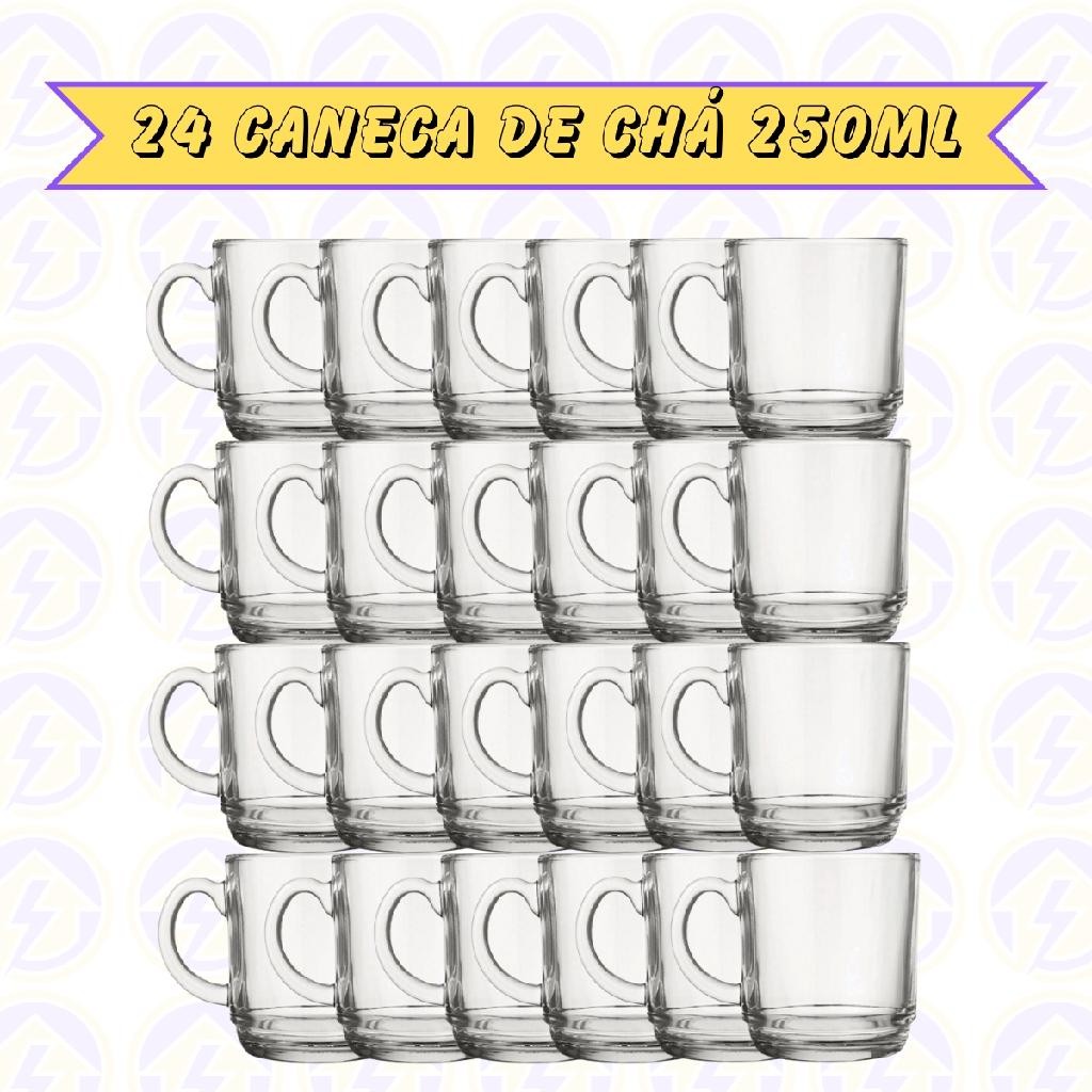Canecas Transparente Vidro 250ML Café Cappuccino Chá 24 uni em Oferta na Shopee