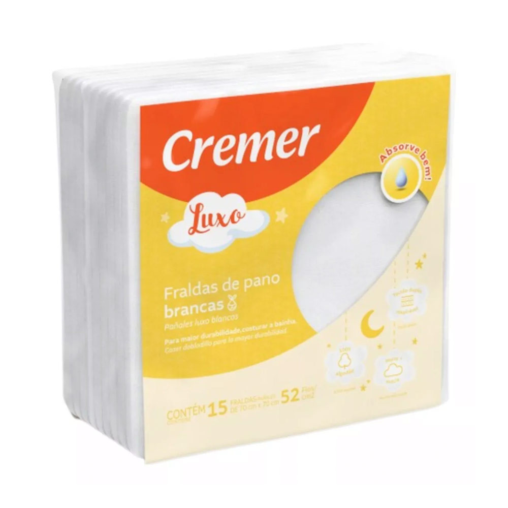 Fralda Luxo Branca 15 Unidades Cremer