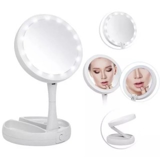 Espelho De Luz Led Dobravel Aumenta 10x Maquiagem Portátil Cor Da Moldura Branco