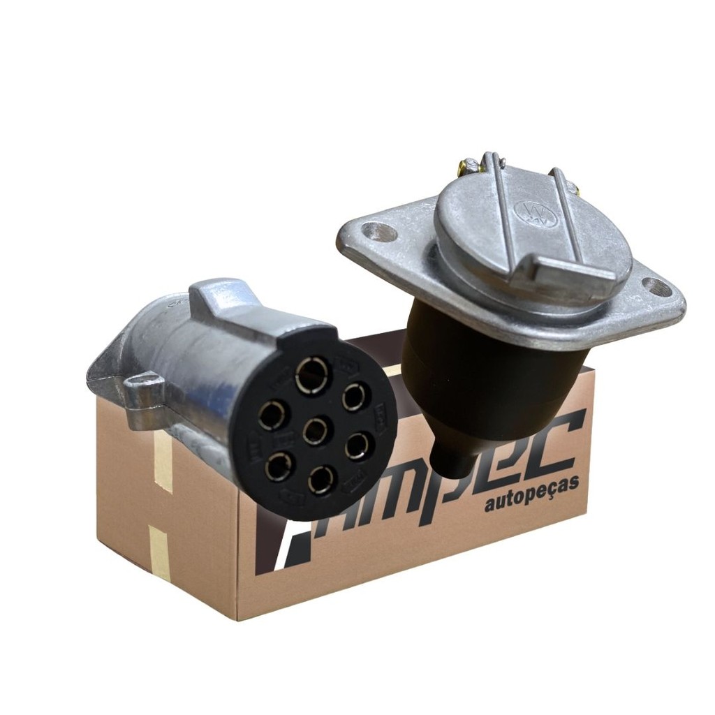 Kit Femea Macho Tomada Plug Caminhão Carreta Alumínio 7p