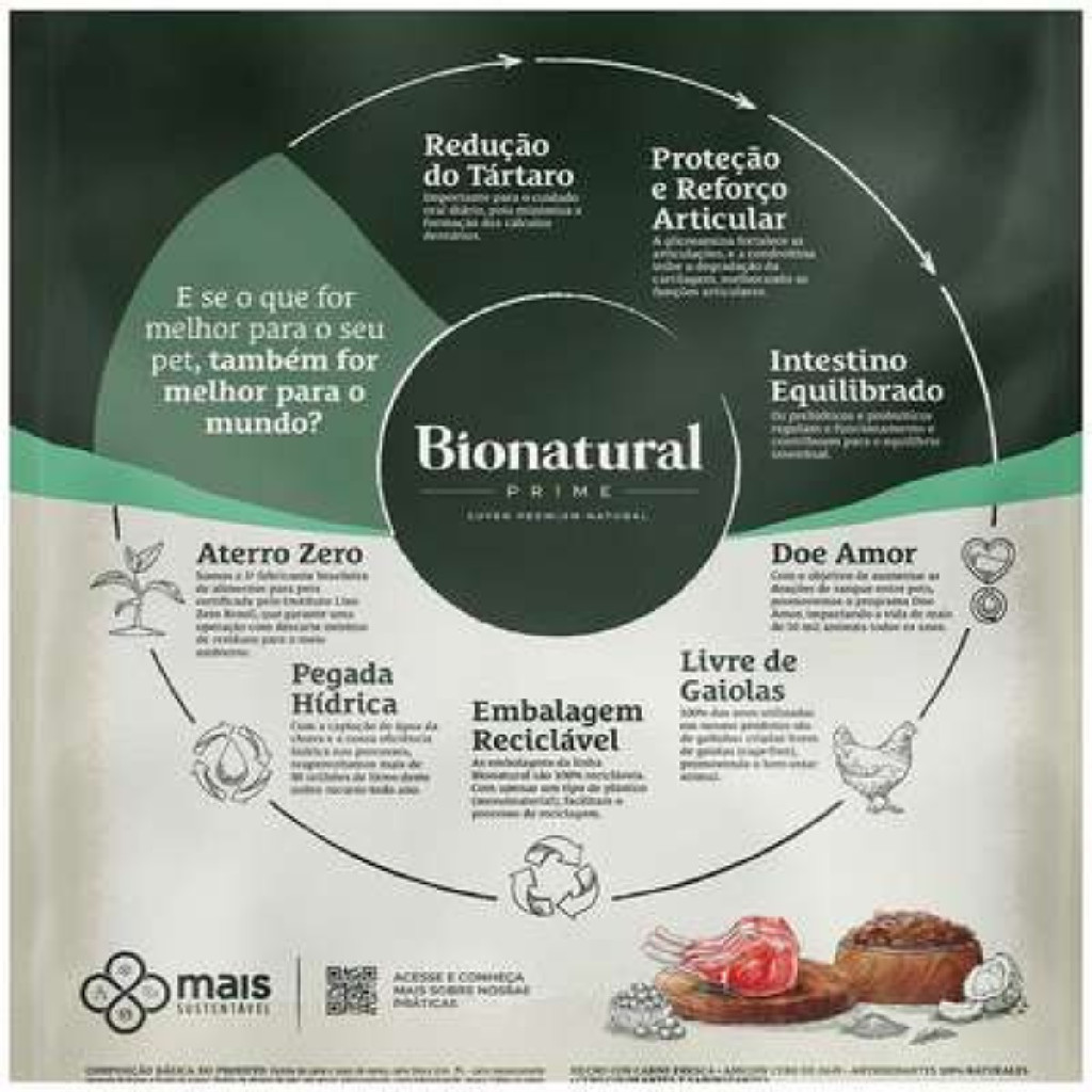 Ração Bionatural Prime 2,5Kg Cordeiro Cães Adultos Pequenos