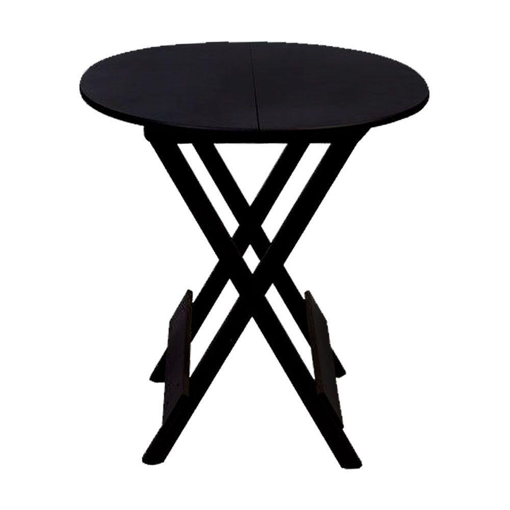 Mesa Redonda Dobrável Em Madeira Maciça 70X70 Preto Ideal Para Bares E Restaurantes em Oferta na Shopee